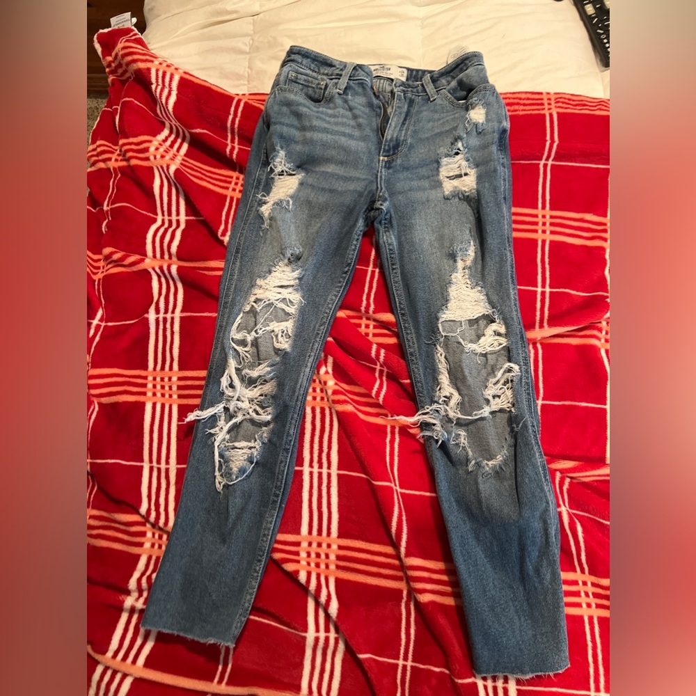 High rise mom jeans capri
